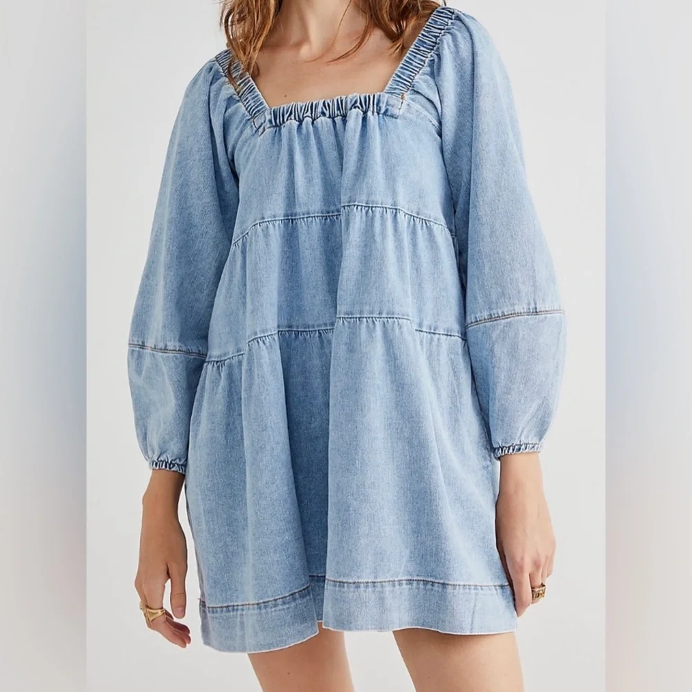 Free People Light Blue Denim Mini Dress - Picture 8 of 8